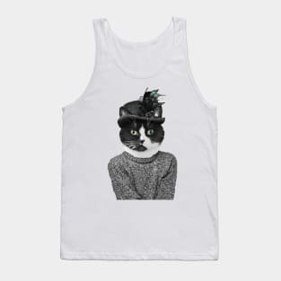 Fancy black and white cat Tank Top